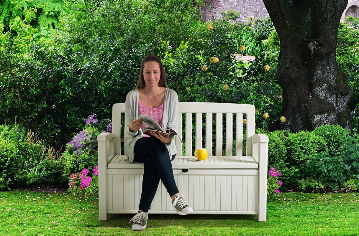 Zahradní lavice PATIO 227L bílá/krémová