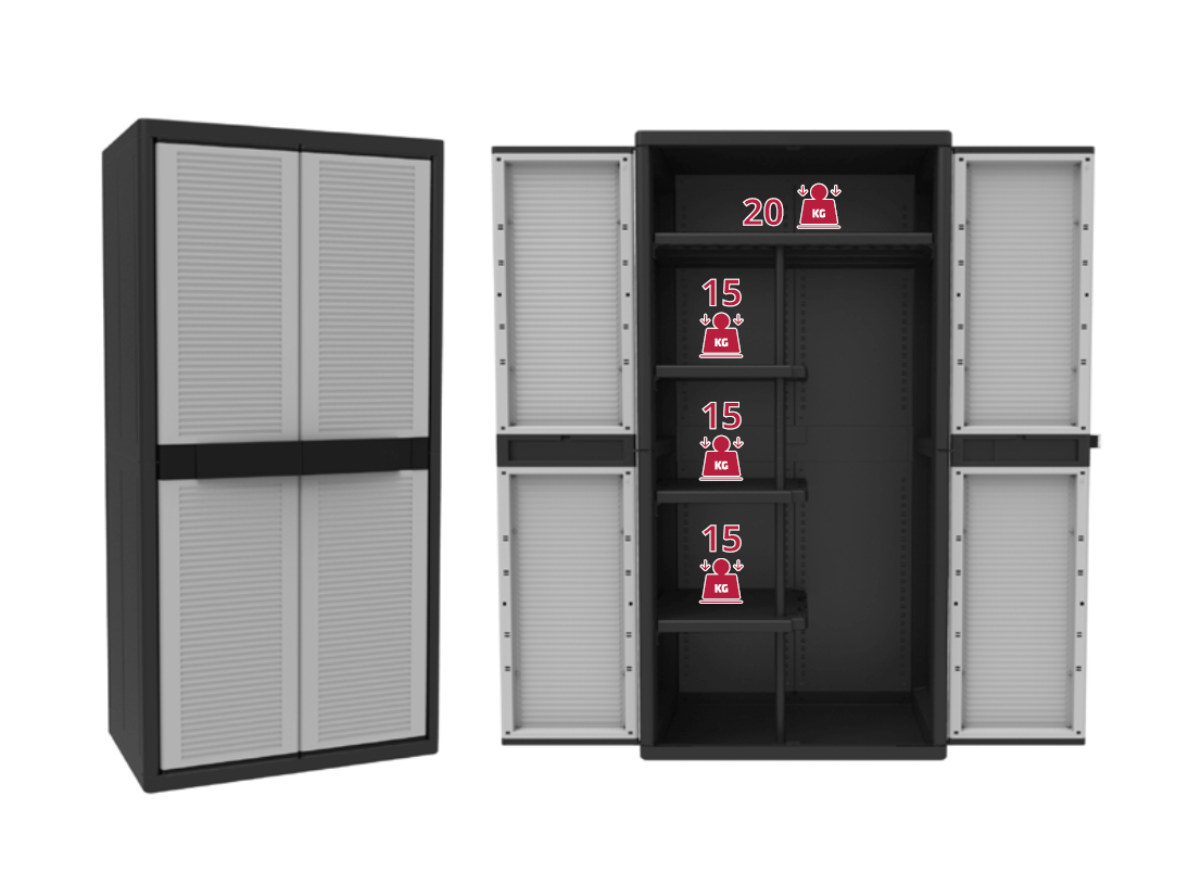 Plastová dělená skříň JUMBO Q BLACK XL 3900 šedá