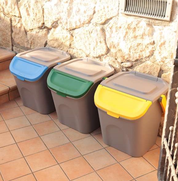 Sada 3 odpadkových košů na třídění Stefanplast šedé 3x28l ECO WAY