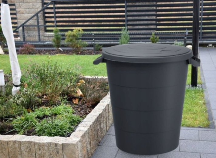 Plastová nádoba s uchy / sud s víkem na dešťovou vodu SMOOTH 120l