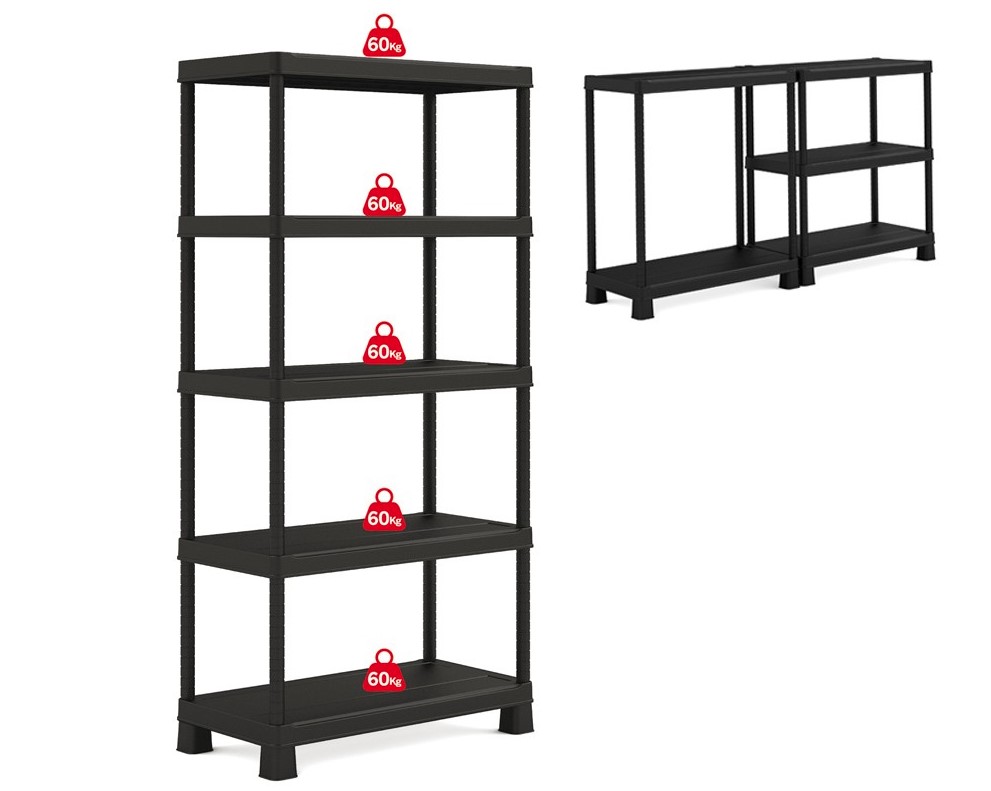 Plastový regál PLUS shelf tribac 9933 černá