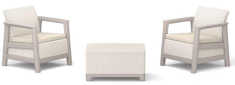 Zahradní nábytek Scandi Linea balkónový set světlý s polstry
