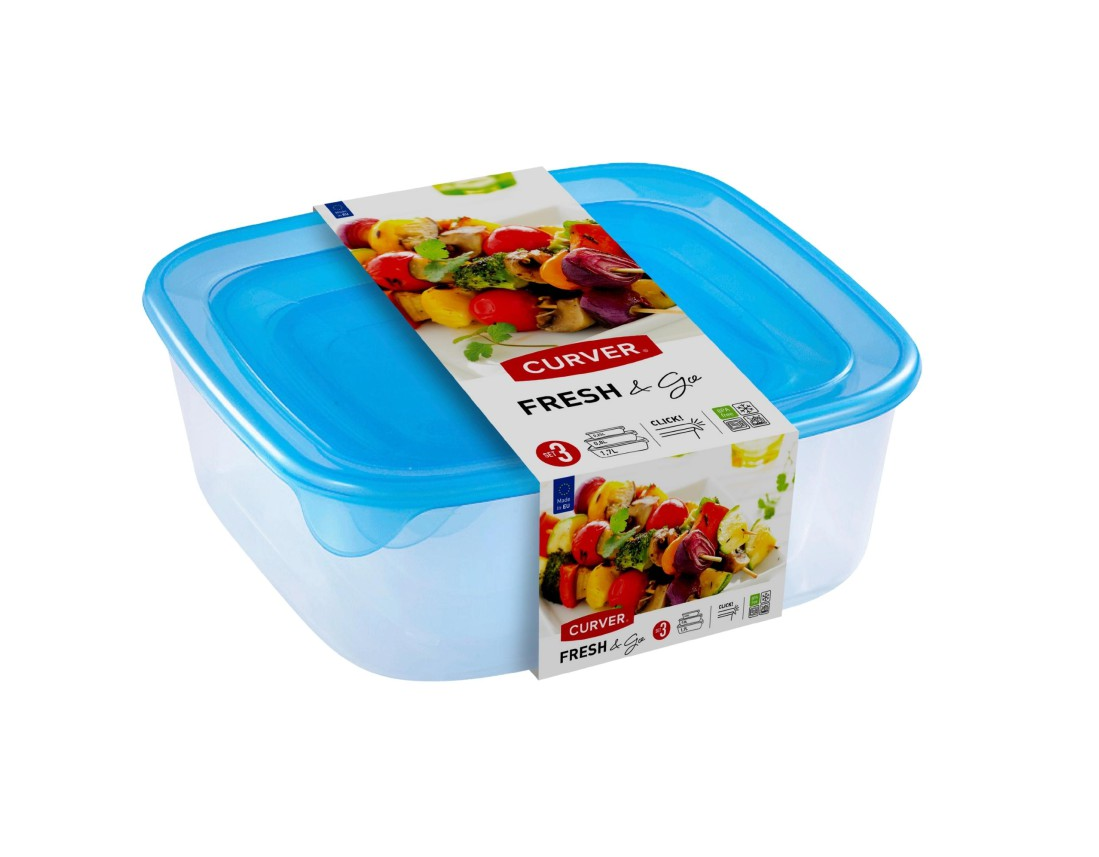 Set 3 kusů plastových boxů s víkem CURVER Fresh&Go 0,25l, 08l, 1,7l