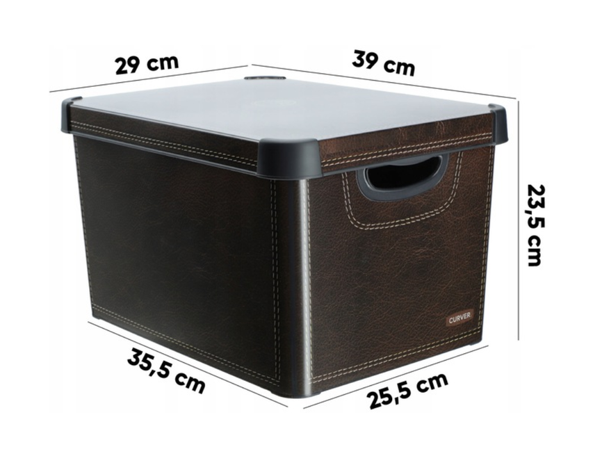 Plastový Box s víkem Deco Stockholm L - imitace kůže