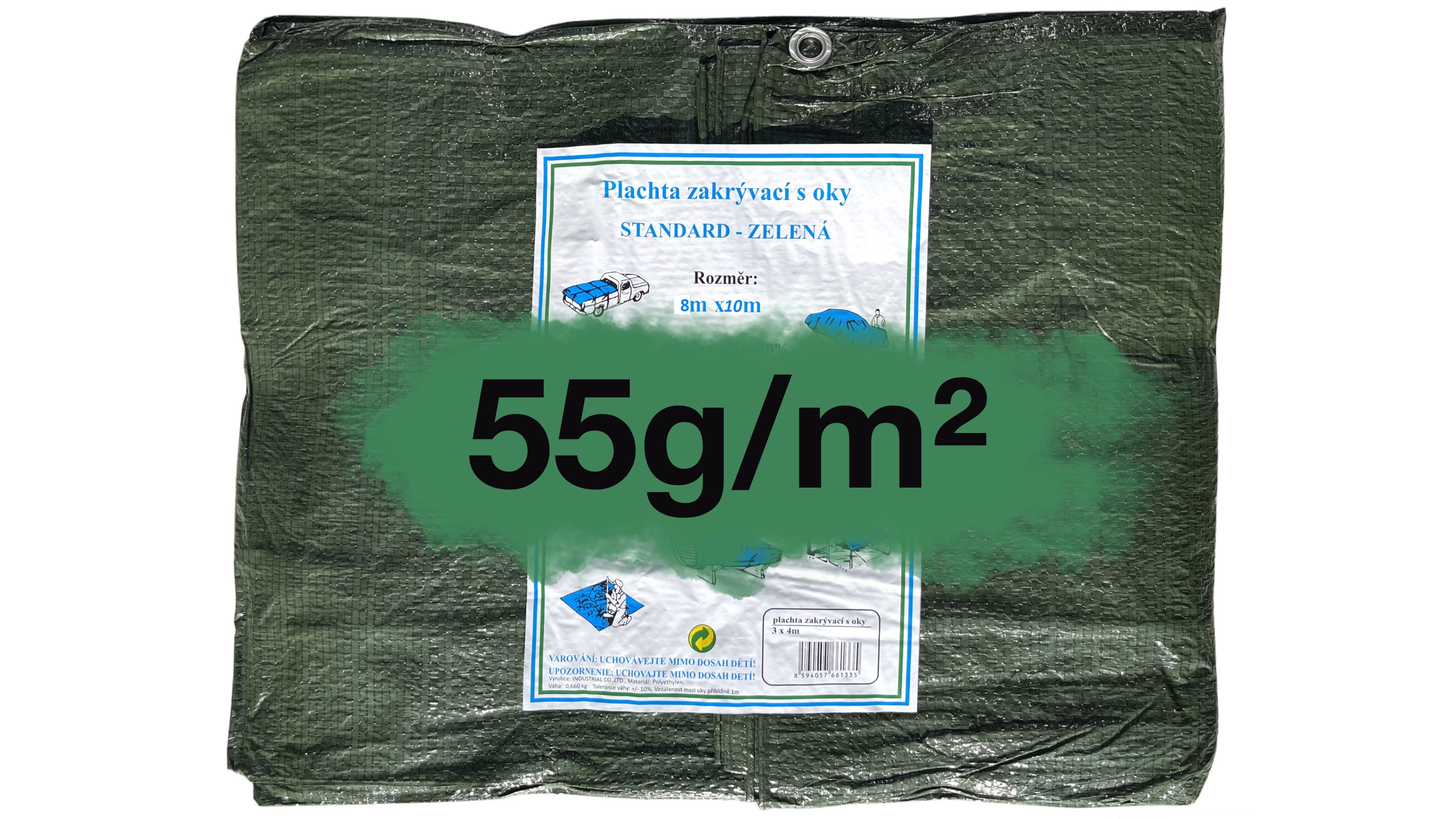 Plachta zakrývací STANDARD-zelená 8 x 10 m (55g/m²) - ZAVÁDĚCÍ CENA