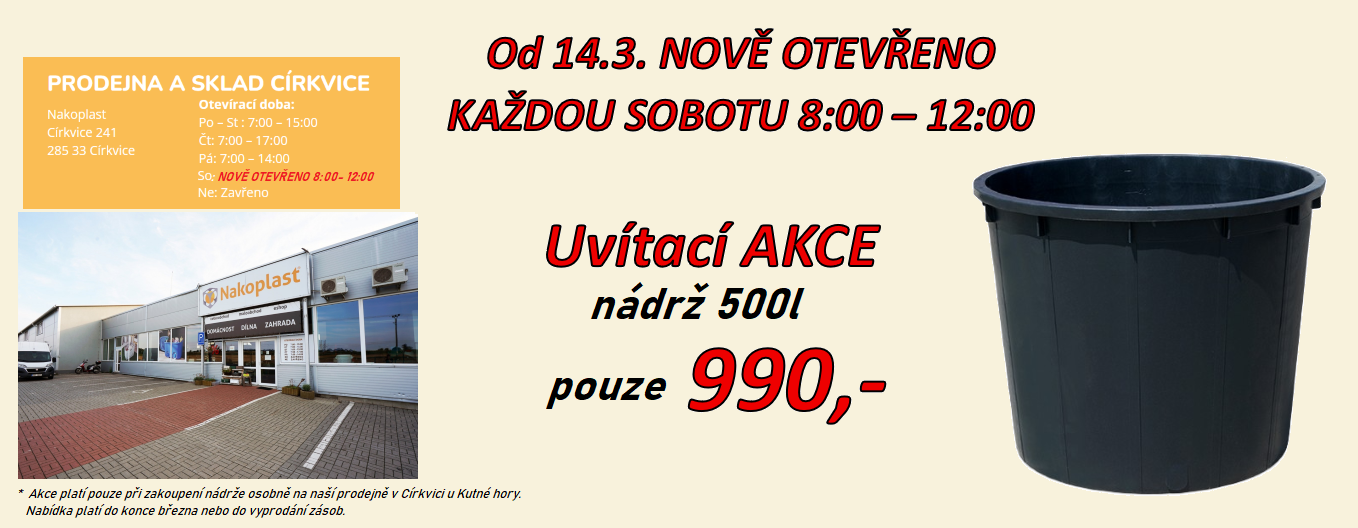 Nově každou sobotu otevřeno