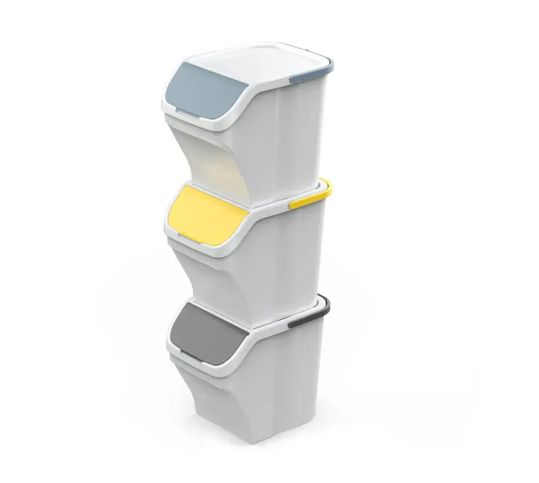 Sada 3 odpadkových košů na třídění M-Home bílé 3x25l