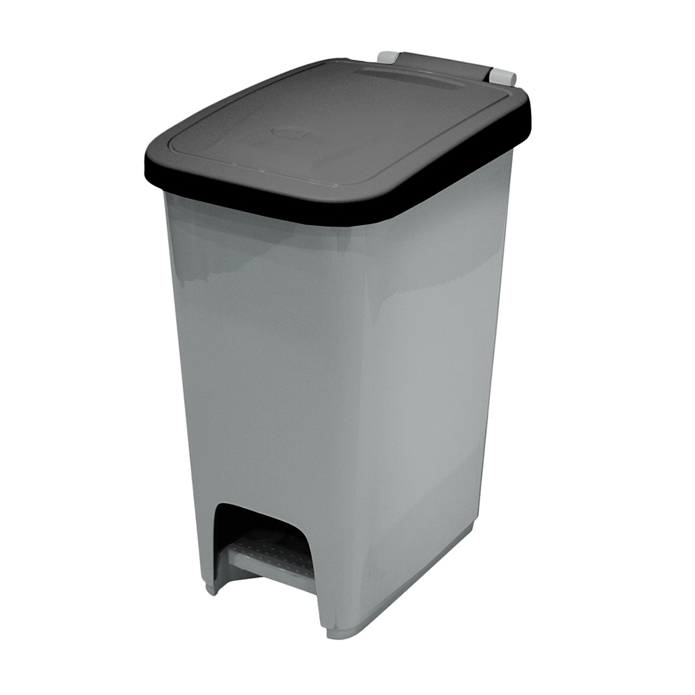 Odpadkový koš ECOPEDAL BIN 27 L - stříbrno-šedá nádoba + černé víko